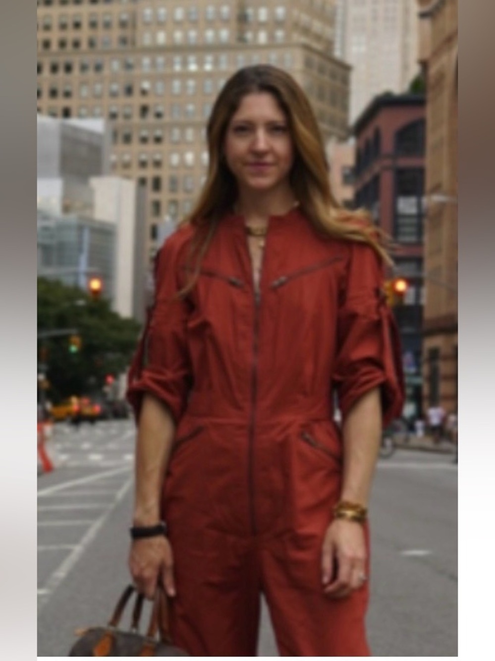 Insprd by Tezza Rust-Red Utility Jumpsuit Jacket
